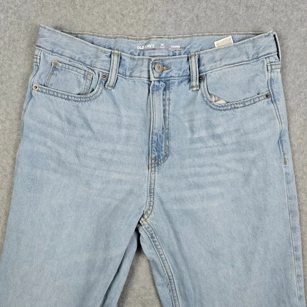 Old Navy Girls 16 Plus Light Wash Loose Jeans 32x30 Adjustable Waist